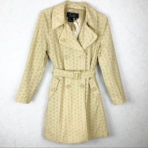 Terry Lewis floral pea coat with belt
